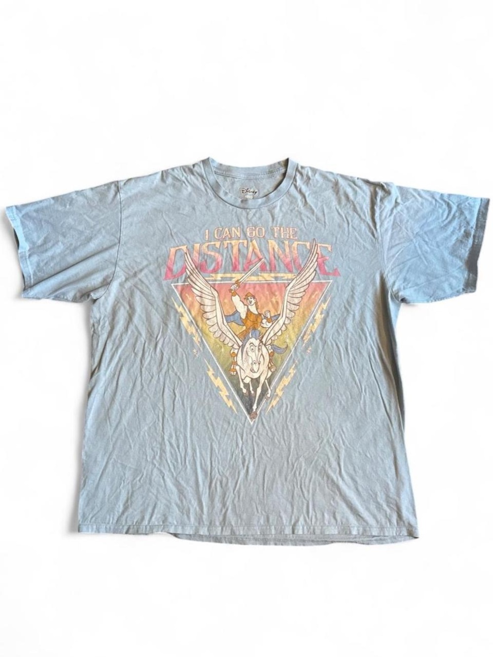 Disney Men's Light Blue 'I Can Go The Distance' Distressed Graphic Tee